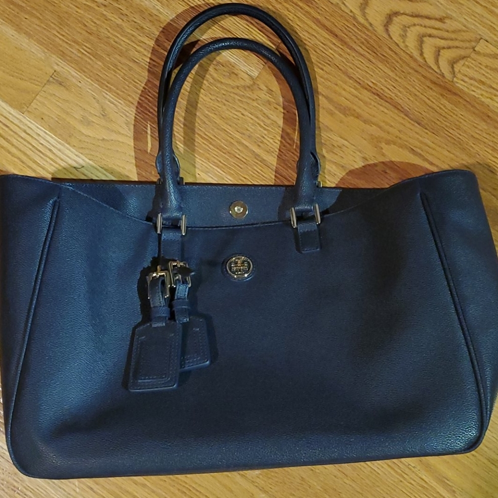Tory Burch navy leather tote
